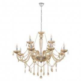 Eglo-BASILANO 1 Glass Chandeliers 12 Lights - Chrome Glass Clear / Chrome Glass Cognac